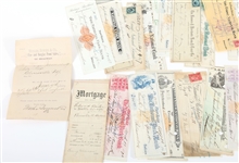 LATE 19TH EARLY 20TH C. CHECKS AND FINANCIAL DOCUMENTS