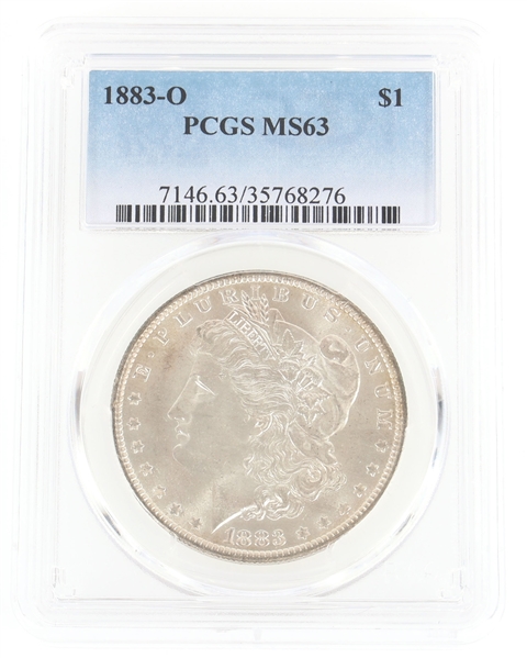 1883 US MORGAN SILVER DOLLAR COIN PCGS MS63