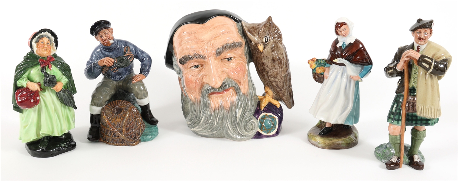 ROYAL DOULTON PORCELAIN TOBY MUG & FIGURINES