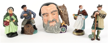 ROYAL DOULTON PORCELAIN TOBY MUG & FIGURINES