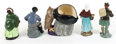 ROYAL DOULTON PORCELAIN TOBY MUG & FIGURINES