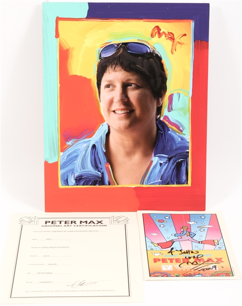 PETER MAX "PORTRAIT OF JOHN GOLDACKER" & SIGNED PROGRAM