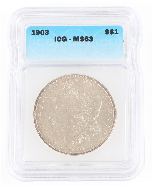 1903 US MORGAN SILVER DOLLAR COIN ICG MS63