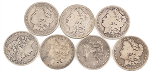 1883-1887 US MORGAN SILVER DOLLAR COINS - LOT OF 7