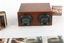 EARLY 20TH C. STEREOSCOPE BREVETE WITH GLASS SLIDES