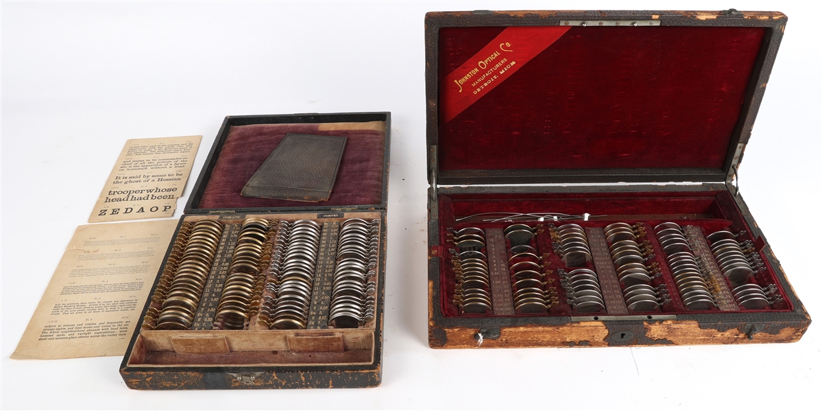 EARLY 20TH C. OPTICIAN TRAVEL SETS