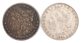 1890-P & 1890-S US MORGAN SILVER DOLLAR COINS LOT OF 2