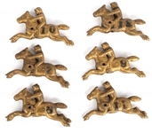 20TH C. GILT CAST IRON RACING HORSE GAME PIECES 