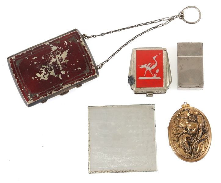 MID 20TH C. COMPACTS AND MIRRORS - LOT OF FIVE