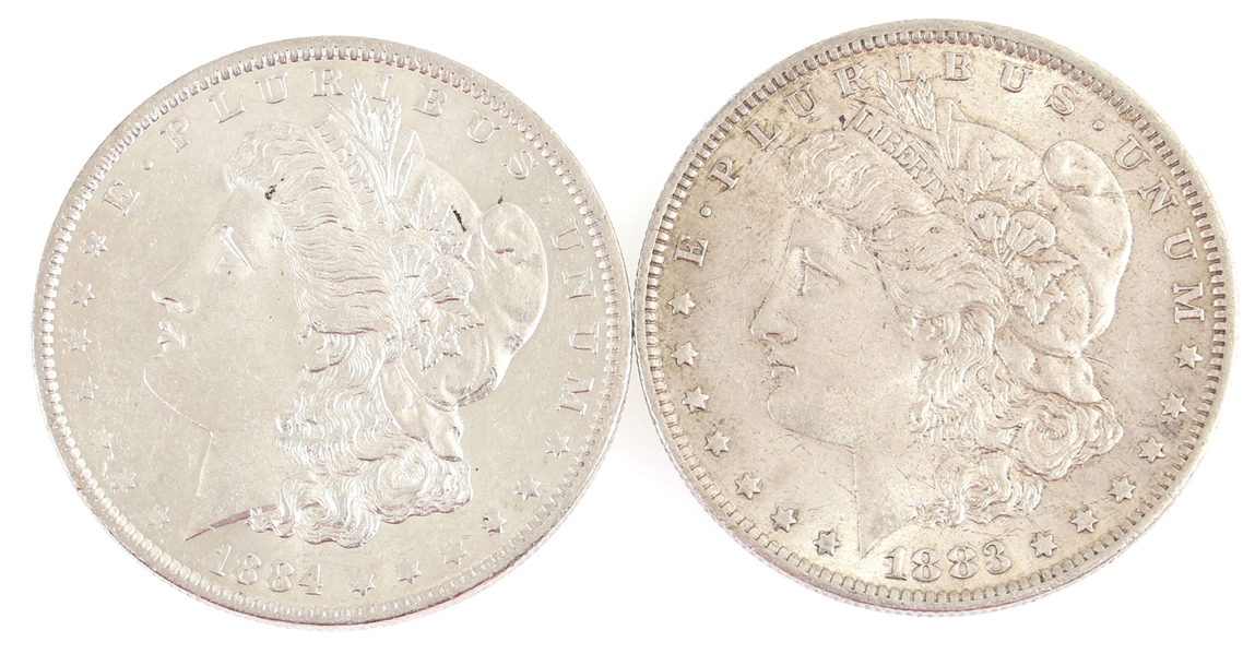 1883-O & 1884-O US MORGAN SILVER DOLLAR COINS