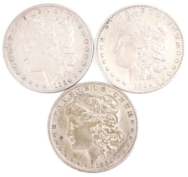 1884-P & 1884-S US MORGAN SILVER DOLLAR COINS