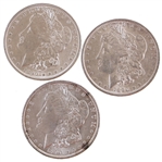 1890-P US MORGAN SILVER DOLLAR COINS - LOT OF 3