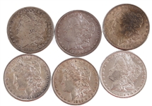 1884-1889 US MORGAN SILVER DOLLAR COINS LOT OF SIX
