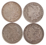 1904 & 1921 US MORGAN SILVER DOLLAR COINS LOT OF FOUR