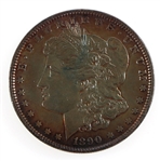 1890 US MORGAN SILVER DOLLAR COIN RAINBOW TONING