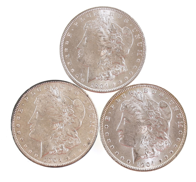1904-O US MORGAN SILVER DOLLAR COINS