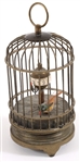 20TH C. BRASS BIRD IN CAGE AUTOMATON 