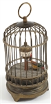 20TH C. BRASS BIRD IN CAGE AUTOMATON 