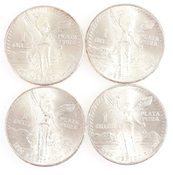 1982-1983 MEXICAN LIBERTAD 1 ONZA FINE SILVER COINS