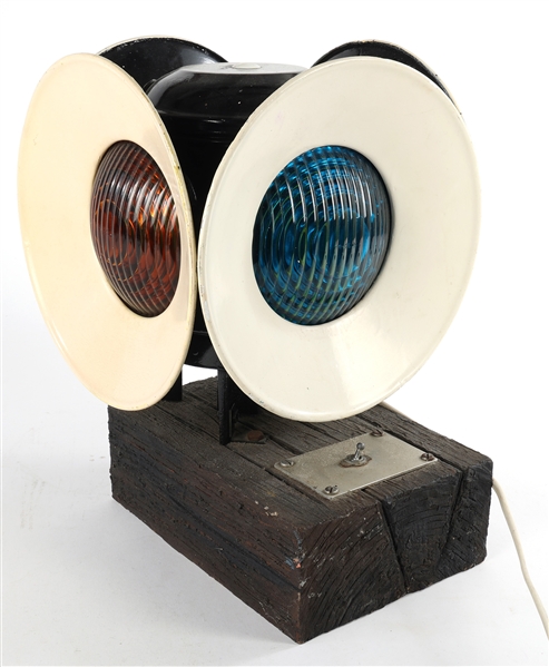 20TH C. RAILROAD SIGNAL LANTERN CONVERTED TO LAMP