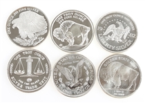 US 1 OZ. FINE SILVER ROUNDS - LOT OF 6