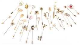20TH C. ESTATE COSTUME HAT PINS & WATCHES 