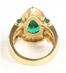 18K YELLOW GOLD EMERALD & DIAMOND COCKTAIL RING