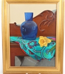 COLIN BERRY OIL PAINTING ON CANVAS DAFFODIL STILL LIFE