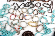 BEADED COSTUME JEWELRY - METAL, WOOD, PLASTIC