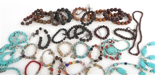 BEADED COSTUME JEWELRY - METAL, WOOD, PLASTIC