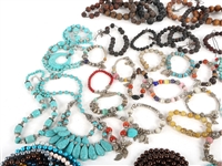 BEADED COSTUME JEWELRY - METAL, WOOD, PLASTIC