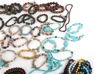 BEADED COSTUME JEWELRY - METAL, WOOD, PLASTIC