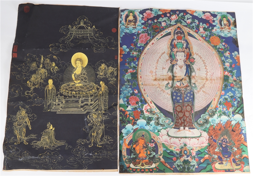 CONTEMPORARY TIBETAN THANGKAS - LOT OF 2