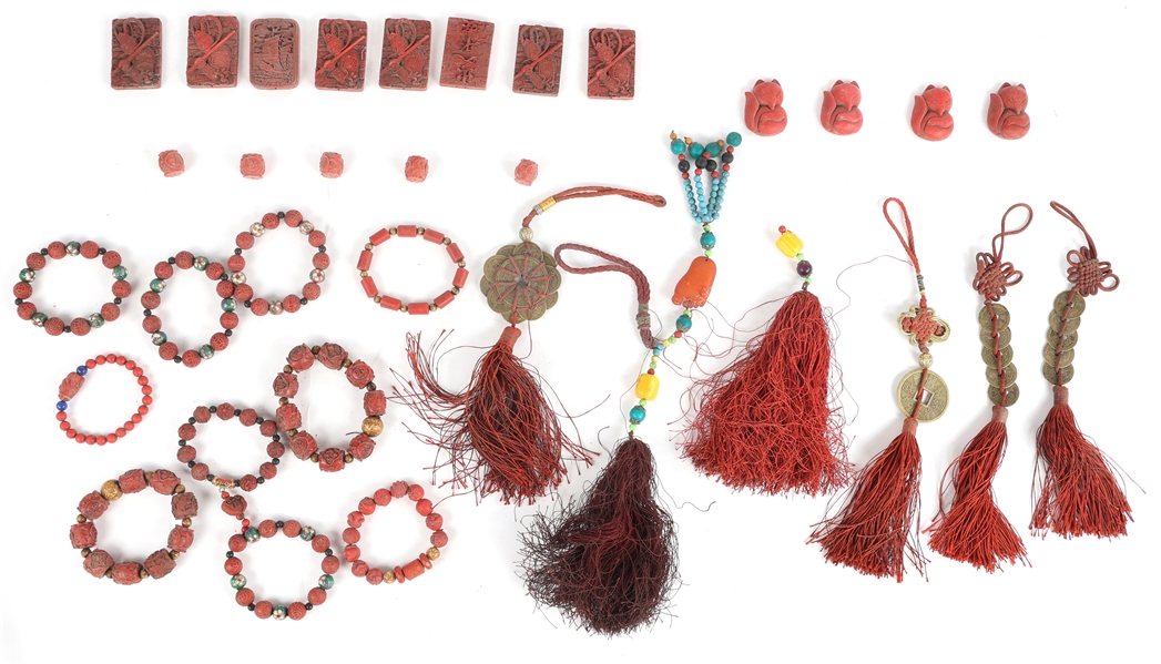 CHINESE CARVED BEADS AND TALISMANS 
