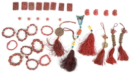 CHINESE CARVED BEADS AND TALISMANS 