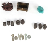 CHINESE DESKTOP DECOR LOT - FIGURINES, COINS, & MORE