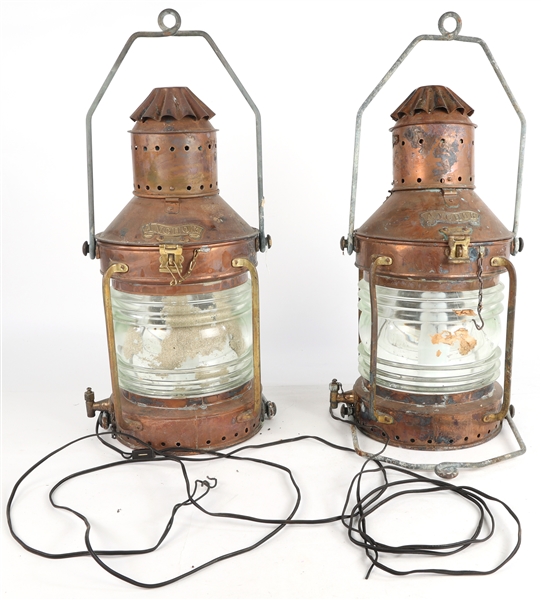 ANCHOR SHIP ELECTRIFIED LANTERN PAIR