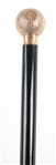 14K GOLD BALL HANDLED EBONIZED WOOD WALKING STICK 