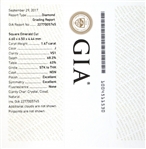 1.67 CT SQUARE EMERALD CUT DIAMOND GIA CERT. VS-1 / J