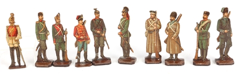 IMPERIAL RUSSIAN WOOD TOY SOLDIERS - LOT OF 10