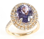 14K YELLOW GOLD TANZANITE & DIAMOND COCKTAIL RING