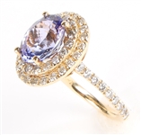 14K YELLOW GOLD TANZANITE & DIAMOND COCKTAIL RING