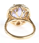 14K YELLOW GOLD TANZANITE & DIAMOND COCKTAIL RING