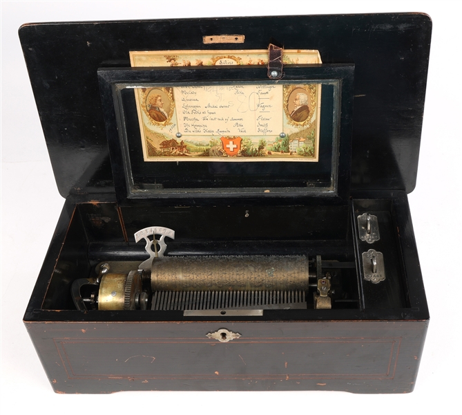 19TH C. SWISS 8 AIRS SINGLE CYLINDER MUSIC BOX