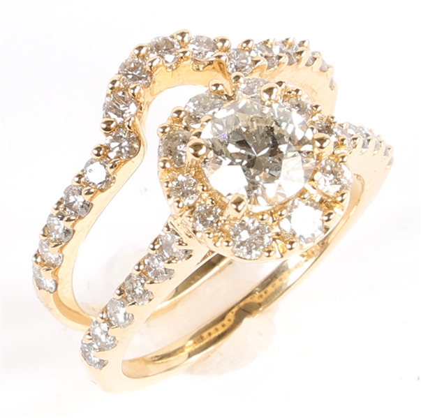 14K YELLOW GOLD 2.5 CTW DIAMOND WEDDING RING SET