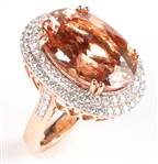 14K ROSE GOLD MORGANITE & DIAMOND COCKTAIL RING