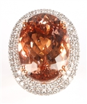 14K ROSE GOLD MORGANITE & DIAMOND COCKTAIL RING