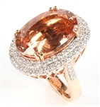 14K ROSE GOLD MORGANITE & DIAMOND COCKTAIL RING