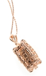 14K ROSE GOLD MORGANITE & DIAMOND PENDANT WITH CHAIN
