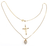 14K GOLD NECKLACE AND PENDANT